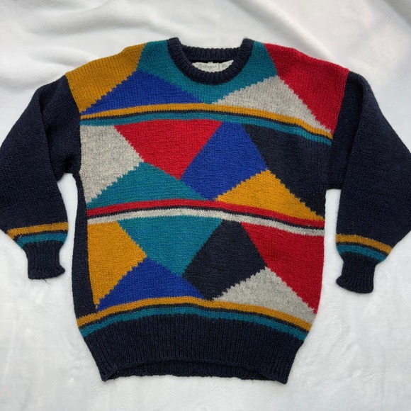 Heritage Other - Vintage Heritage Ireland Multicolor‎ Geometric Abstract Intarsia Knit Pattern XL